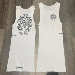Chrome Hearts White Tank Tops with Black Graphics